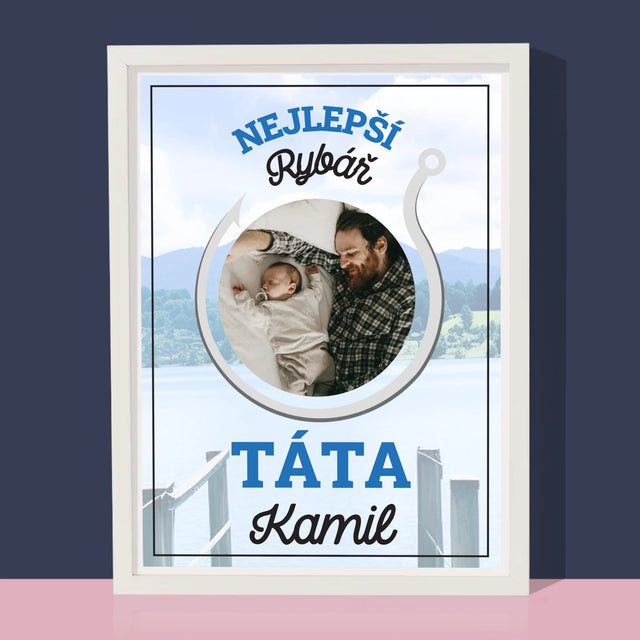 Fotka S Textem: Nejlepší Rybář Táta - Tisk V Rámečku