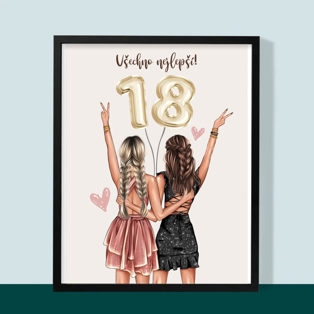 Designér Postav: Přítelkyně Osmnáctiny - Tisk V Rámečku