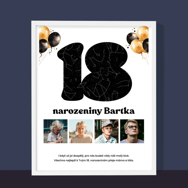 Hvězdná Mapa: 18. Narozeniny Hvězdy S Věnováním - Tisk V Rámečku