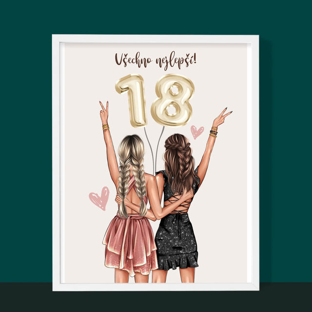 Designér Postav: Přítelkyně Osmnáctiny - Tisk V Rámečku