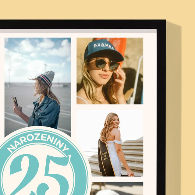 Fotokoláž: 25. Narozeniny - Tisk V Rámečku