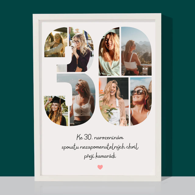 Fotokoláž: 30. Narozeniny Přání - Tisk V Rámečku