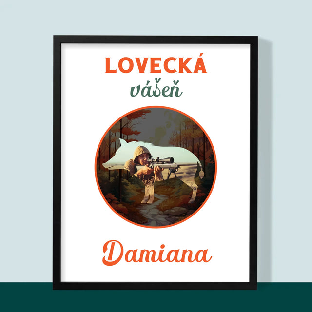 Fotka S Textem: Lovecká Vášeň Damiana - Tisk V Rámečku