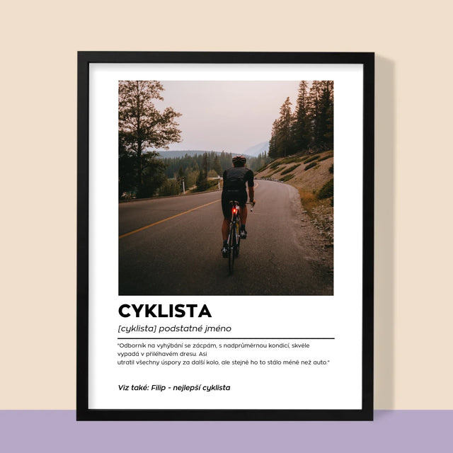 Fotka S Textem: Cyklista Definice - Tisk V Rámečku
