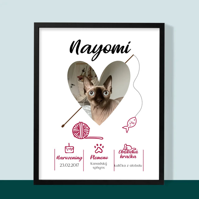 Fotka S Textem: Kočičí Údaje - Tisk V Rámečku