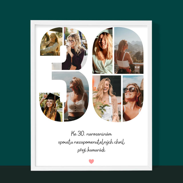 Fotokoláž: 30. Narozeniny Přání - Tisk V Rámečku