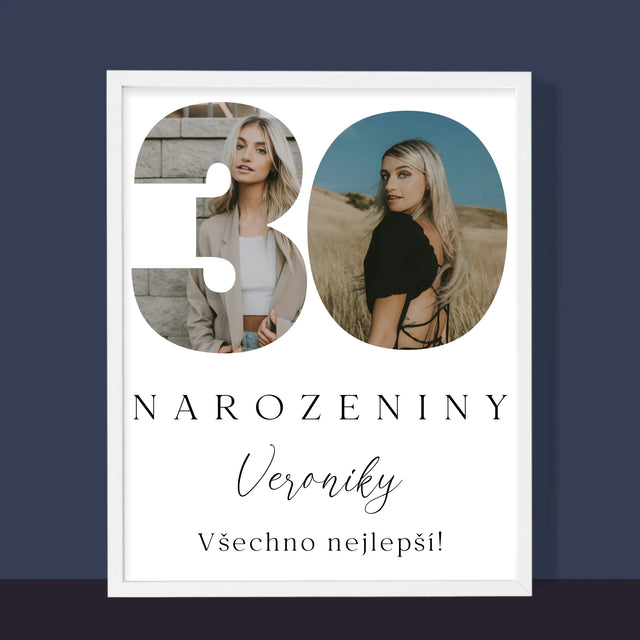 Slovo Z Fotek: 30. Narozeniny Podpis - Tisk V Rámečku
