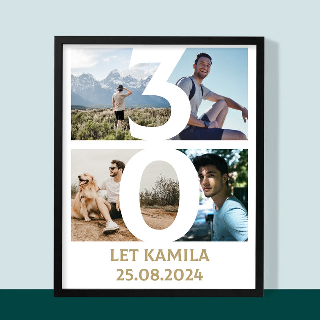 Fotokoláž: 30 Let Číslo Fotky - Tisk V Rámečku