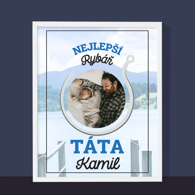 Fotka S Textem: Nejlepší Rybář Táta - Tisk V Rámečku
