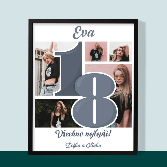 Fotokoláž: 18 Nejkrásnější Chvíle - Tisk V Rámečku
