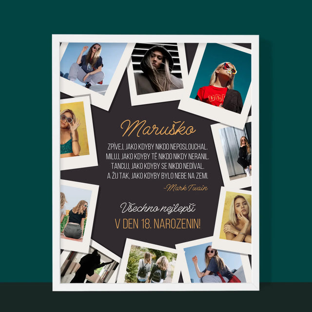 Fotokoláž: Přání K Narozeninám - Tisk V Rámečku