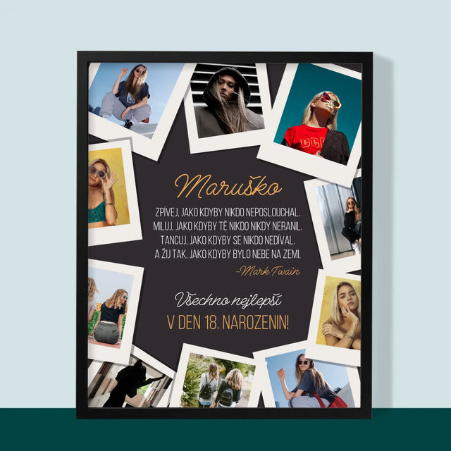 Fotokoláž: Přání K Narozeninám - Tisk V Rámečku