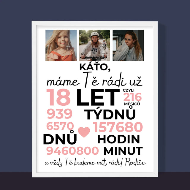 Fotokoláž: Máme Tě Rádi Už 18 Let - Tisk V Rámečku