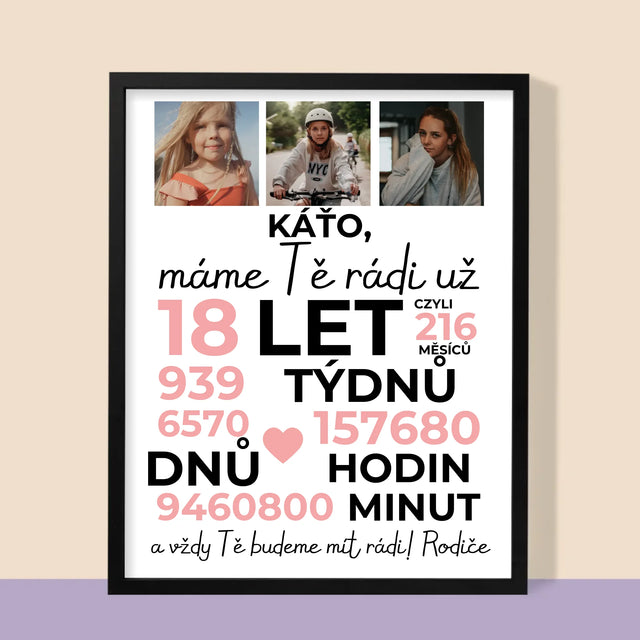 Fotokoláž: Máme Tě Rádi Už 18 Let - Tisk V Rámečku