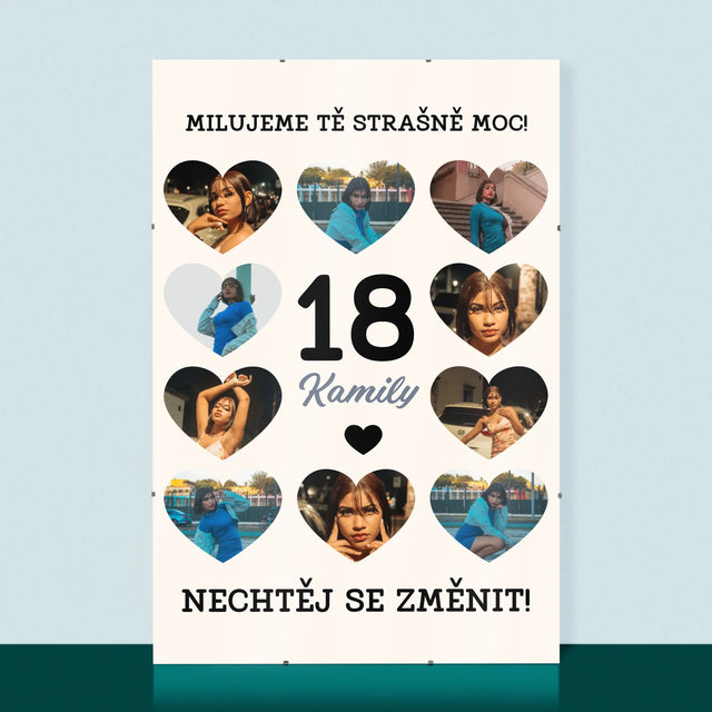 Fotokoláž: 18 Srdce - Plakát