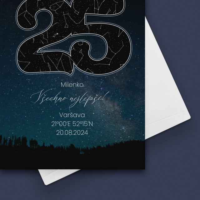 Hvězdná Mapa: Hvězdy K 25. Narozeninám - Přání