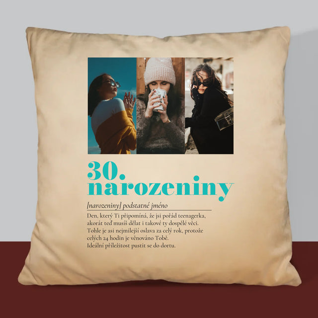 Fotokoláž: 30. Narozeniny Definice - Polštář