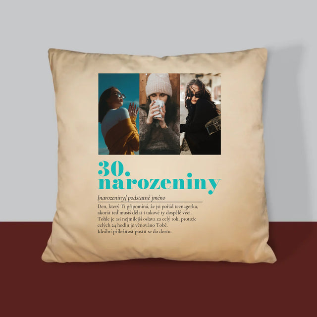 Fotokoláž: 30. Narozeniny Definice - Polštář