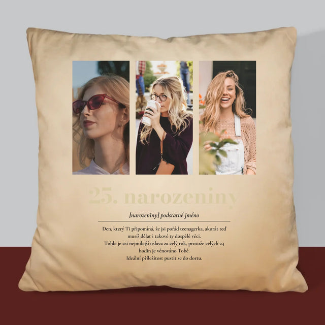 Fotokoláž: 25. Narozeniny Definice - Polštář