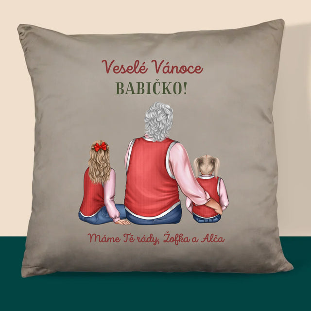 Designér Postav: Veselé Vánoce Babičko - Polštář