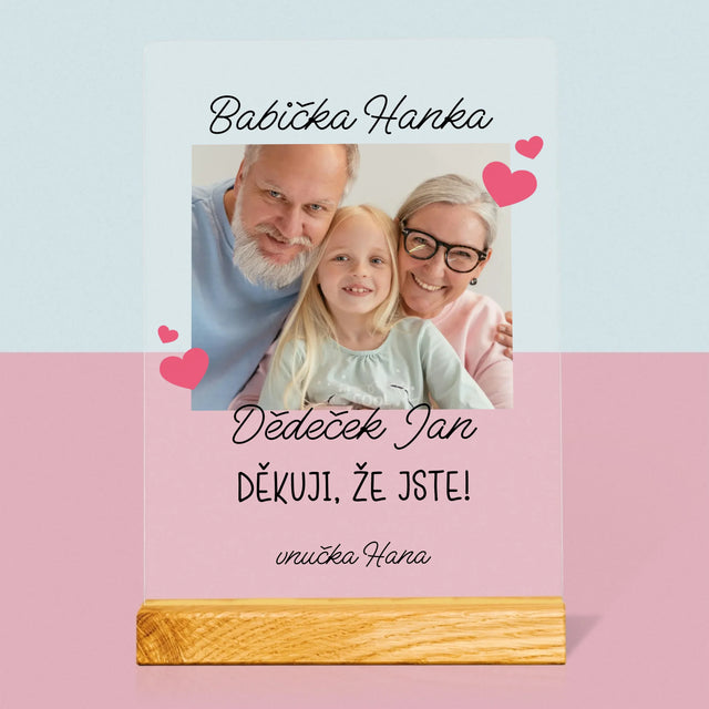 Fotka A Textem: Poděkování Pro Prarodiče - Tisk Na Akrylovém Skle