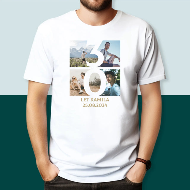 Fotokoláž: 30 Let Číslo Fotky - Pánské Tričko
