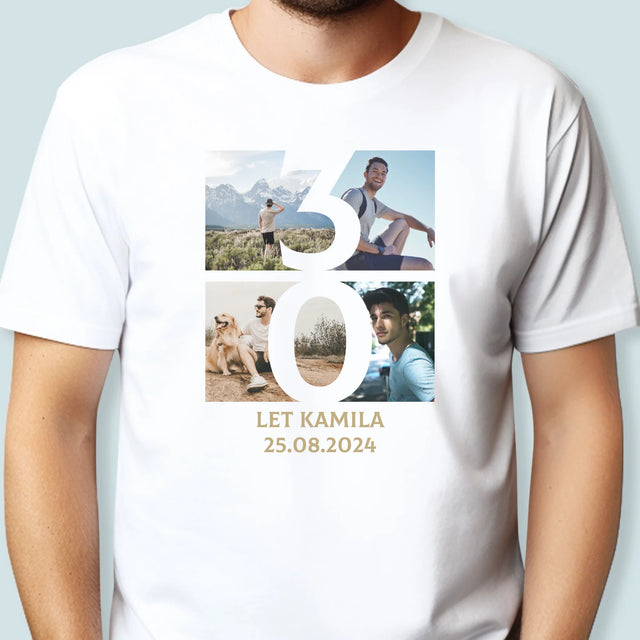 Fotokoláž: 30 Let Číslo Fotky - Pánské Tričko