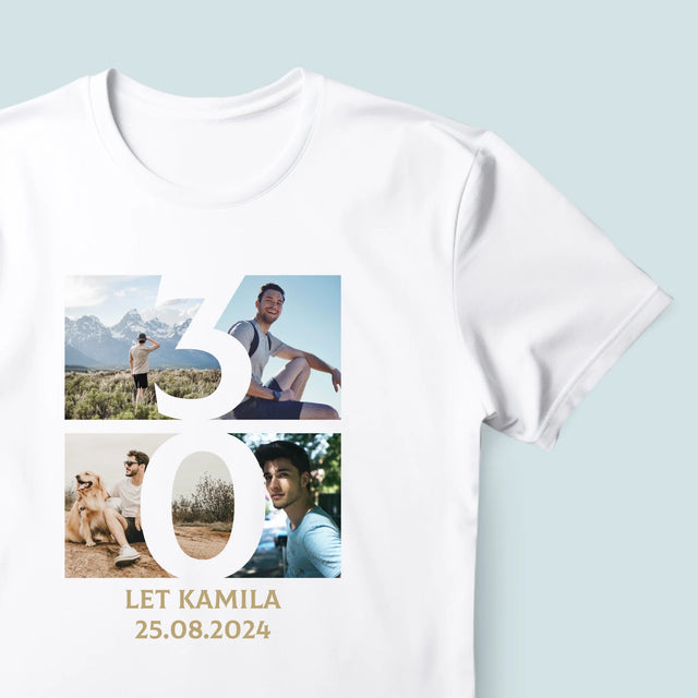 Fotokoláž: 30 Let Číslo Fotky - Pánské Tričko