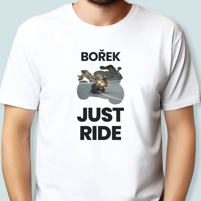 Tvar Z Fotek: Just Ride - Pánské Tričko
