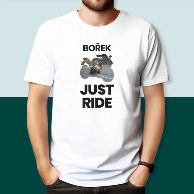 Tvar Z Fotek: Just Ride - Pánské Tričko