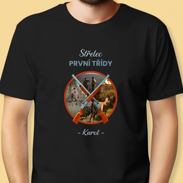 Fotokoláž: Střelec První Třídy - Pánské Tričko