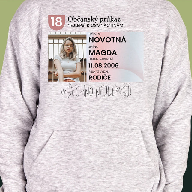 Fotka S Textem: Občanský Průkaz - Pánská Mikina S Kapuci