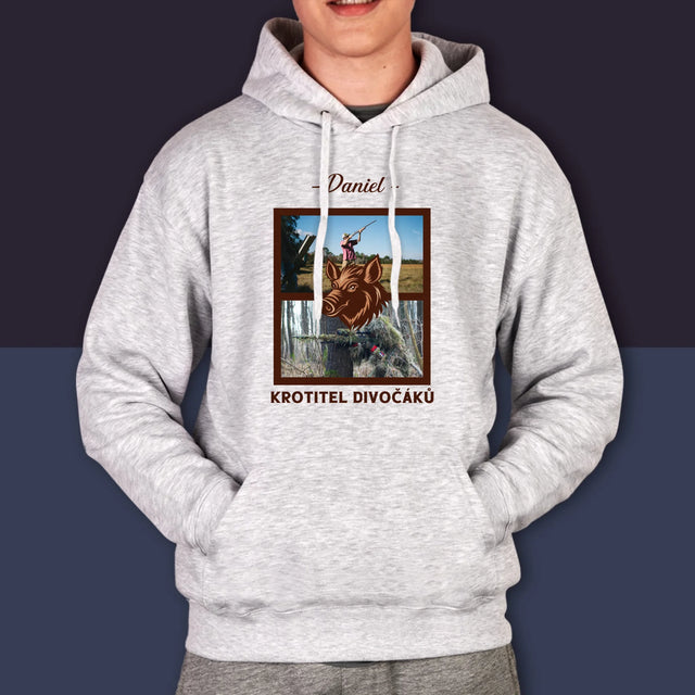 Fotokoláž: Krotitel Divočáků - Pánská Mikina S Kapuci