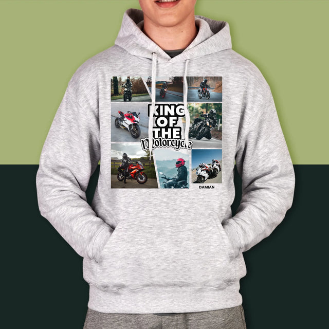 Fotokoláž: King Of The Motorcycle - Pánská Mikina S Kapuci