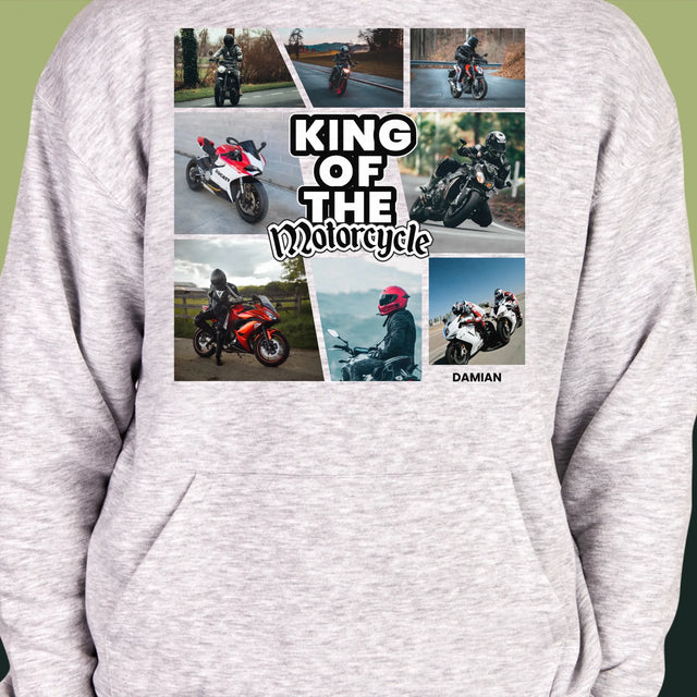 Fotokoláž: King Of The Motorcycle - Pánská Mikina S Kapuci