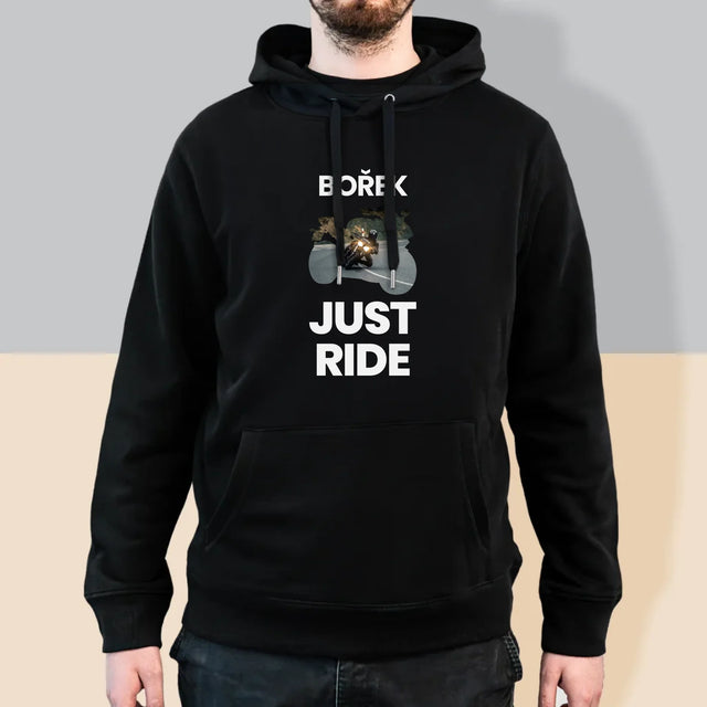 Tvar Z Fotek: Just Ride - Pánská Mikina S Kapuci
