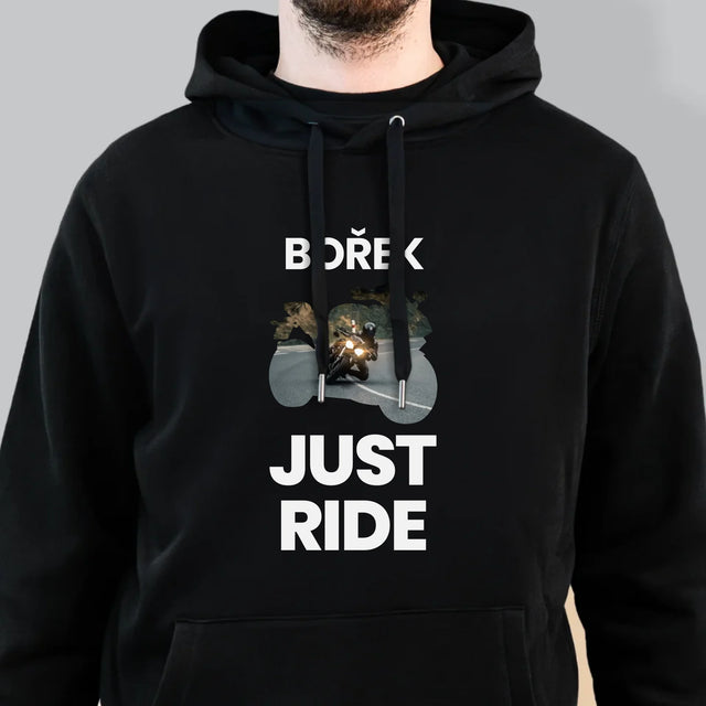 Tvar Z Fotek: Just Ride - Pánská Mikina S Kapuci