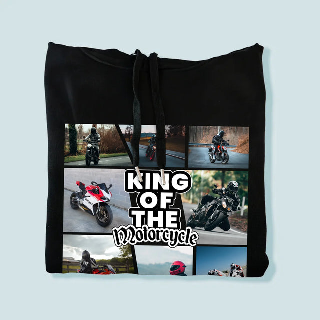 Fotokoláž: King Of The Motorcycle - Pánská Mikina S Kapuci