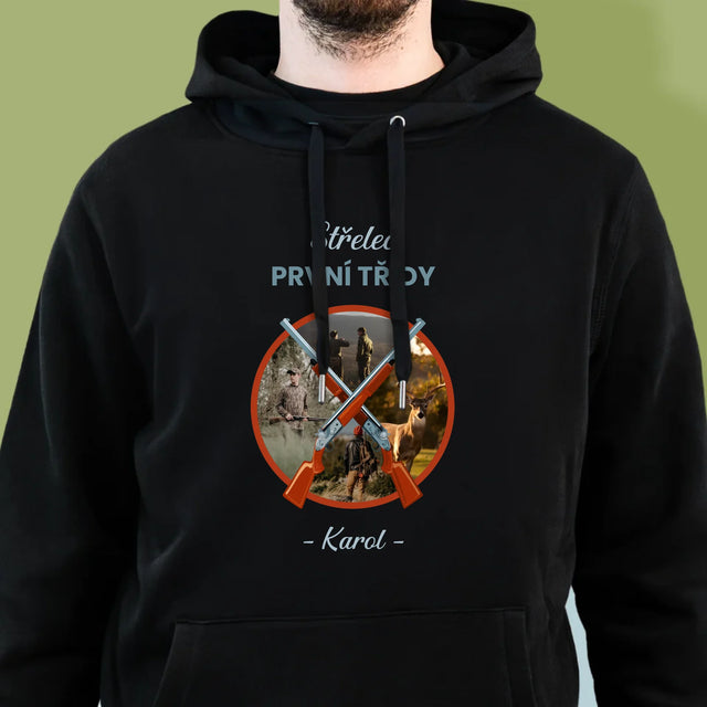 Fotokoláž: Střelec První Třídy - Pánská Mikina S Kapuci