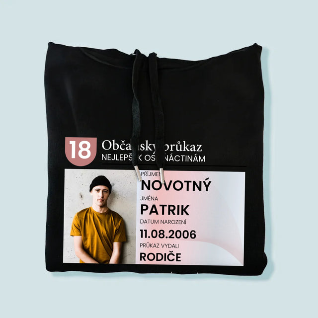 Fotka S Textem: Občanský Průkaz - Pánská Mikina S Kapuci