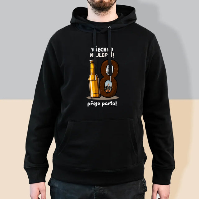 Fotokoláž: 18 Pivo - Pánská Mikina S Kapuci