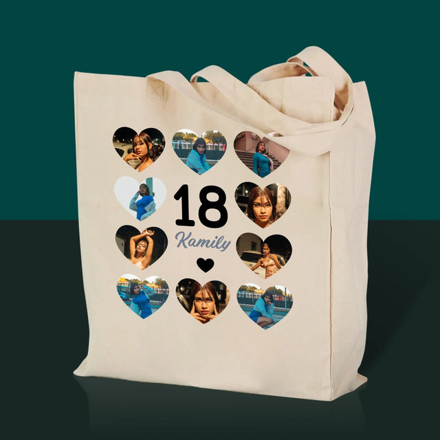 Fotokoláž: 18 Srdce - Plátěná Taška