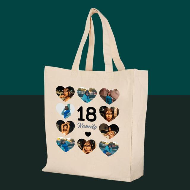 Fotokoláž: 18 Srdce - Plátěná Taška