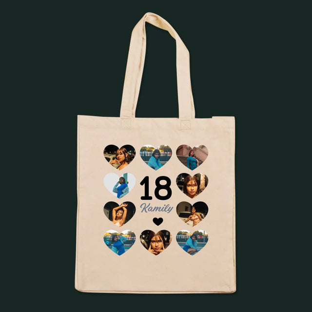 Fotokoláž: 18 Srdce - Plátěná Taška