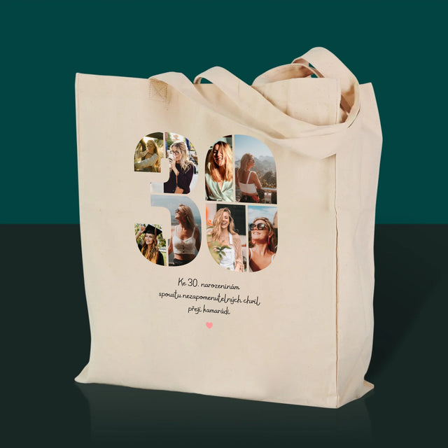 Fotokoláž: 30. Narozeniny Přání - Plátěná Taška