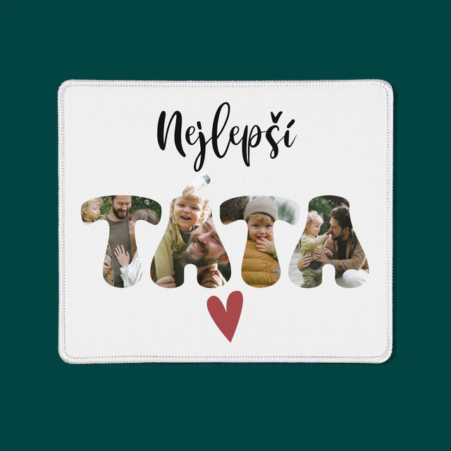 Fotka S Textem: Nejlepší Táta Srdce - Podložka Pod Myš