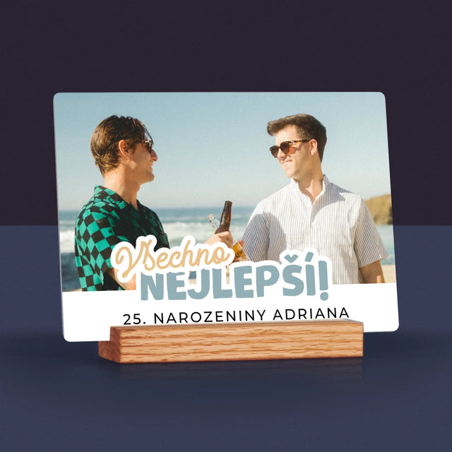 Fotka S Textem: 25. Narozeniny Všechno Nejlepší - Tisk Na Akrylovém Skle