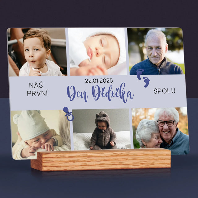Fotokoláž: První Den Dědečka - Tisk Na Akrylovém Skle