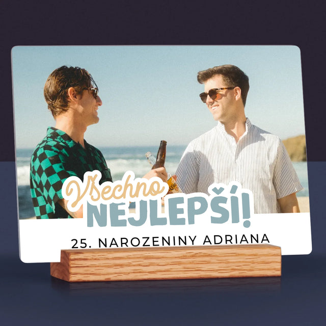 Fotka S Textem: 25. Narozeniny Všechno Nejlepší - Tisk Na Akrylovém Skle