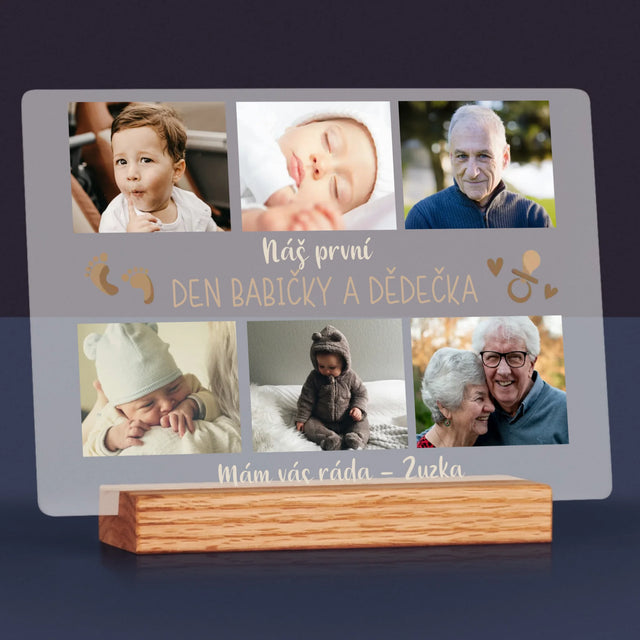 Fotokoláž: Náš První Den Babičky A Dědečka - Tisk Na Akrylovém Skle